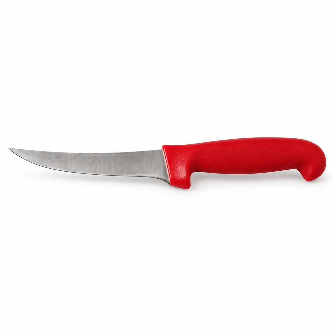 Unbranded red multipurpose curved kitchen knife with 13 cm stainless steel blade